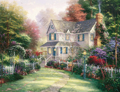 花園小屋古典油畫裝飾畫